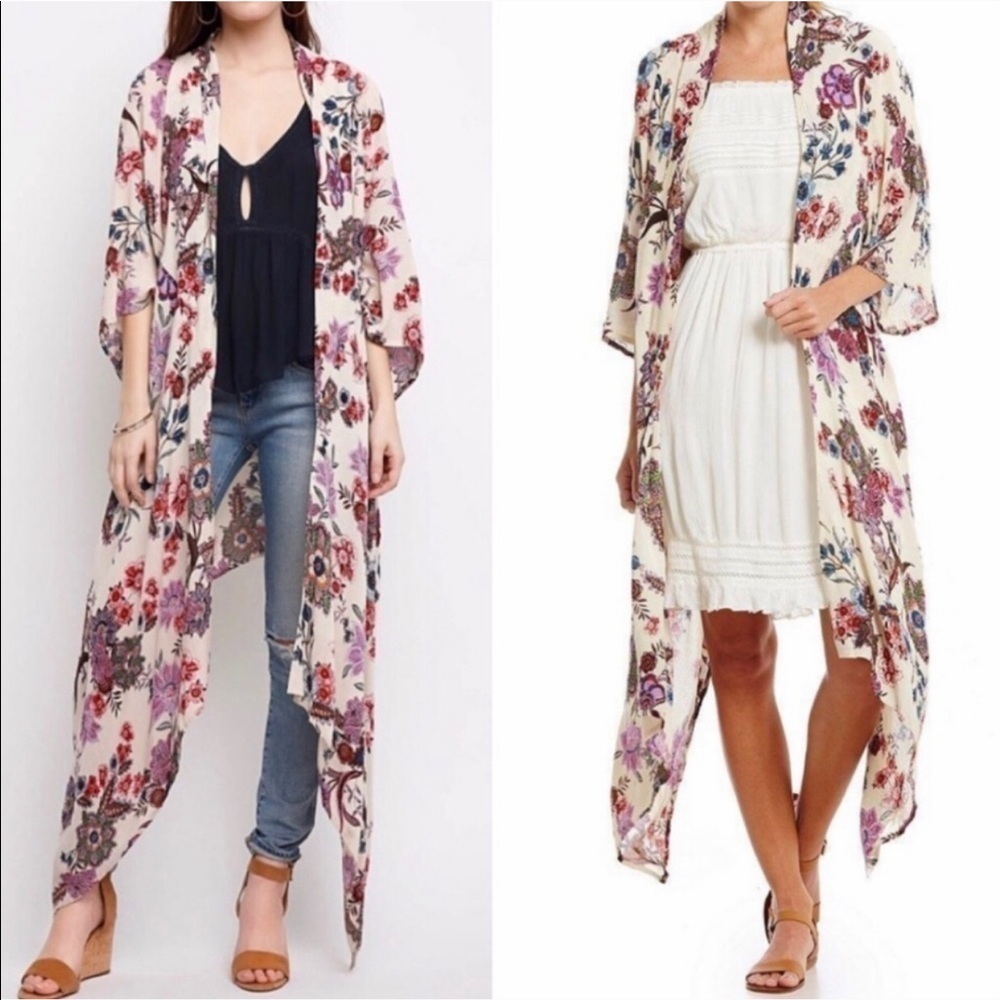 Patrons of Peace Champagne Floral Kimono